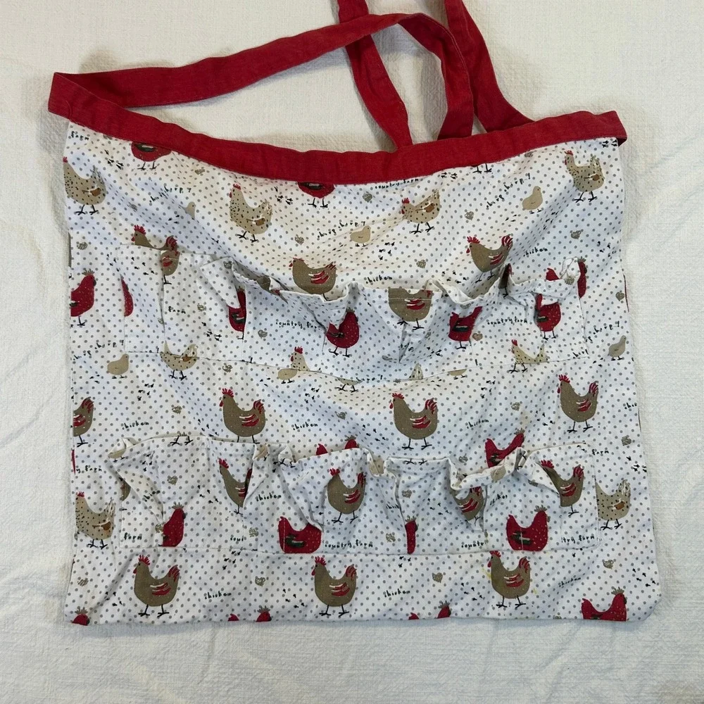 Lot of 4 Vintage Apron Liz Lauter Denim Cackleberry Home Egg Apron Christmas